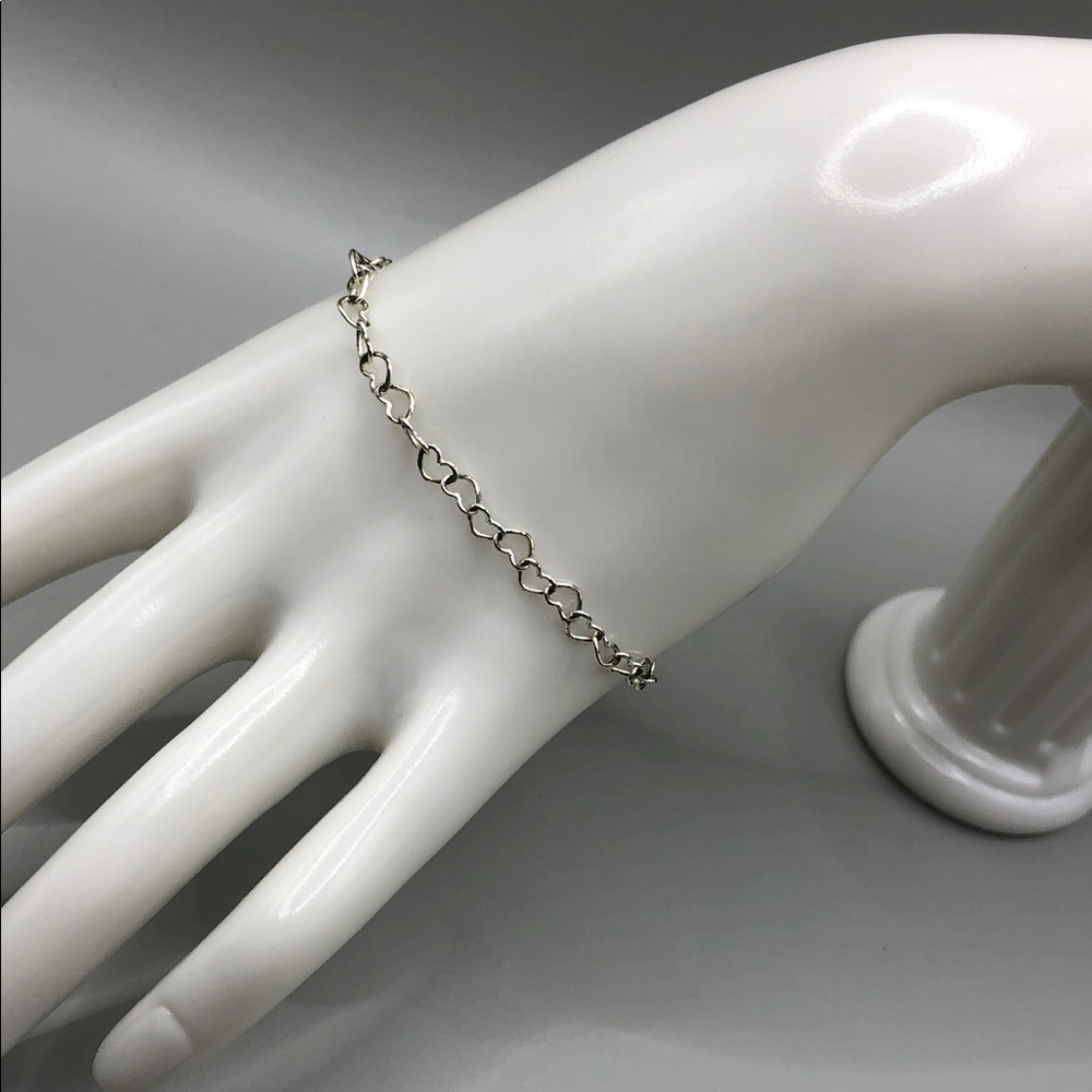 STERLING silver mini hearts chain links dainty bracelet made in Italy minimalist